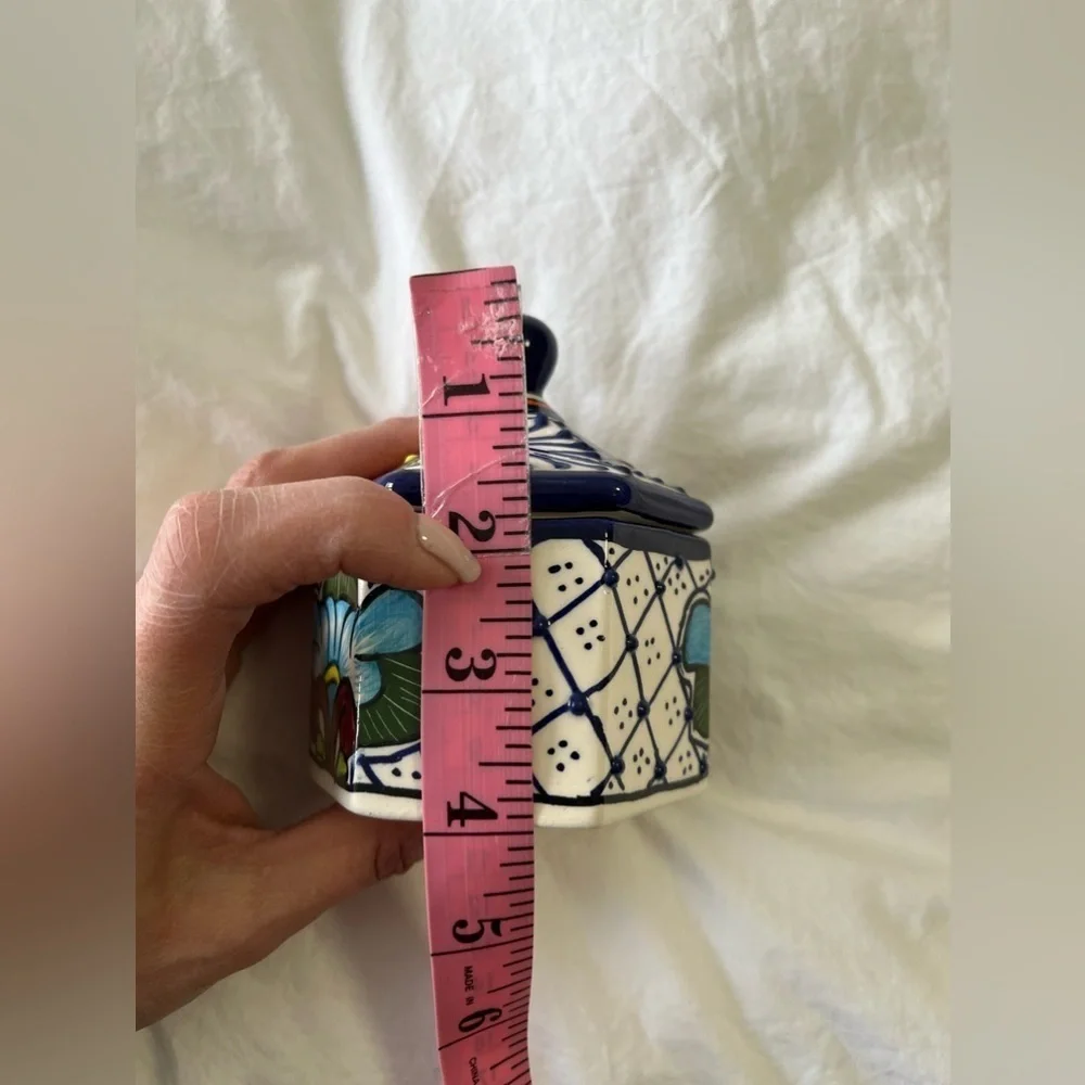 Talavera Mexican Art Pottery Lidded Ceramic Jewelry Trinket Box Alba Mexico - Picture 9 of 11